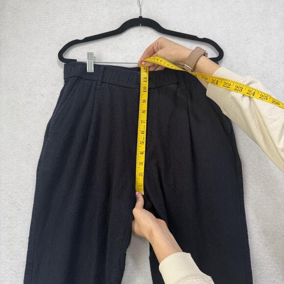 Zara Pants Mens Medium Navy Blue Textured Pleated Front Trousers Classic Fit - Picture 8 of 16